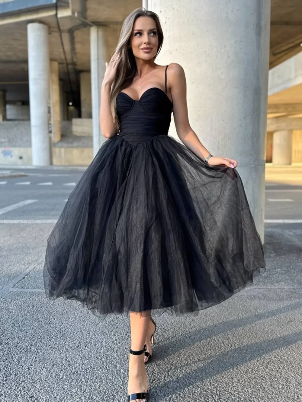 NWT Oh Polly Cindy Tulle Midi Dress Sweetheart Bodice Corset cocktail US 4 $152